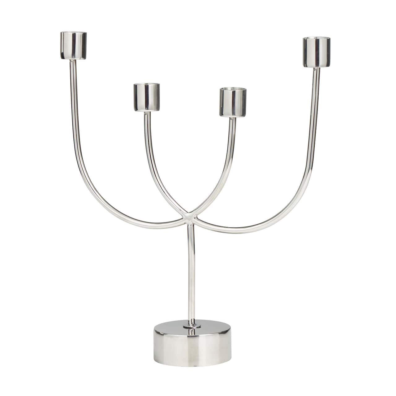 13" Silver Stainless Steel Overlapping U-Shaped Candelabra